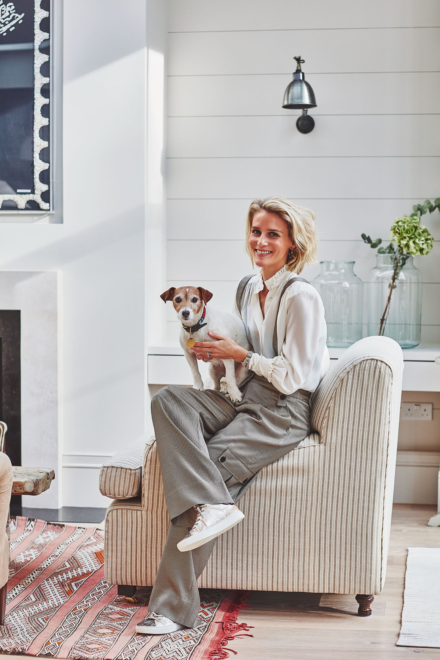 Elizabeth Deal at home with her dog
